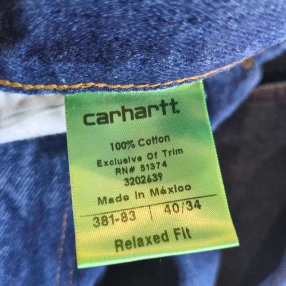 Carhartt Mens Relaxed Fit Straight Leg Dark Wash Blue Denim Jeans 40x34 Workwear